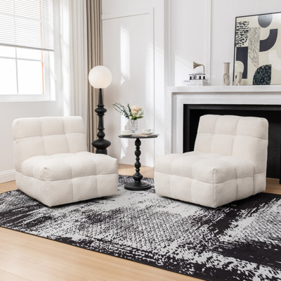 Avdul 28.5'' Wide Tufted Armless Swivel Chair