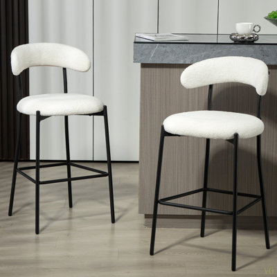 Tabouret de bar 26 po à hauteur de comptoir avec tabouret de bar en tissu avec base thermolaquée et repose-pieds