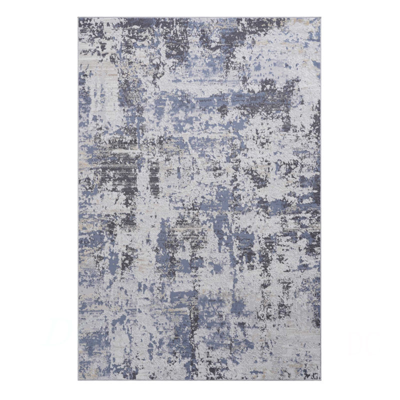 Collection 6X9 Denim / Abstract Area Rug, Rectangle 6'7" x 7'9"