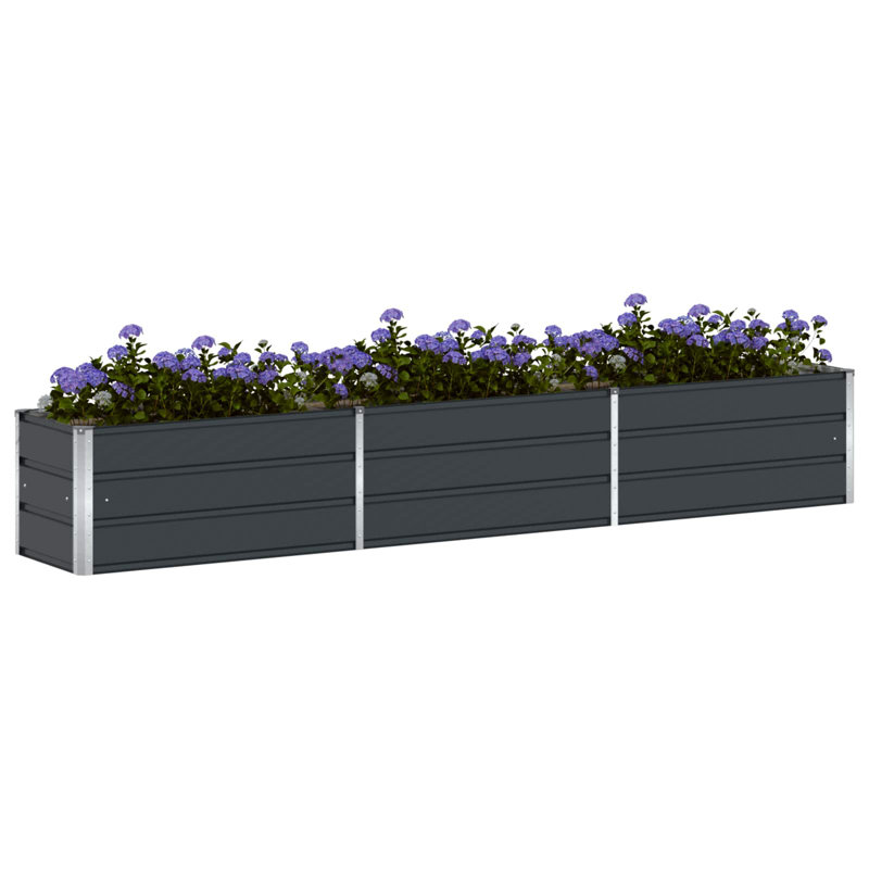 Planter Galvanised Steel, Anthracite, 45cm H x 290cm W x 50cm D