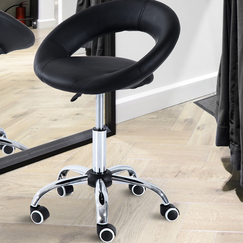 Chaise de bureau noire à roulettes pour ordinateur avec hauteur réglable, dossier respirant et roulettes de siège de salon à 5 hauteurs, pour un confort à long terme