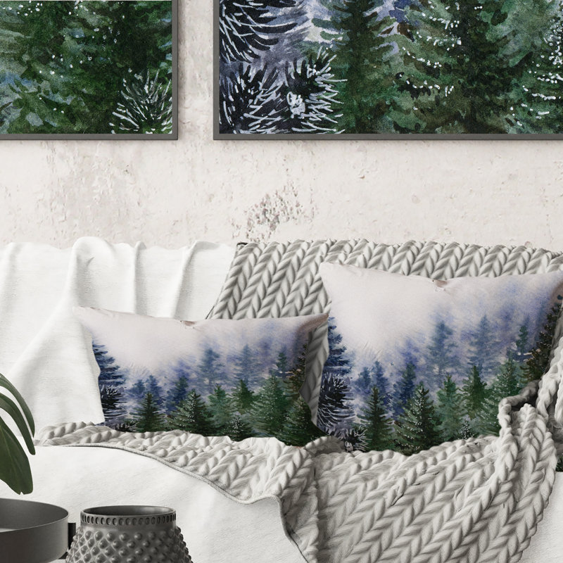 Coussin Nature Forest In Fog Scene