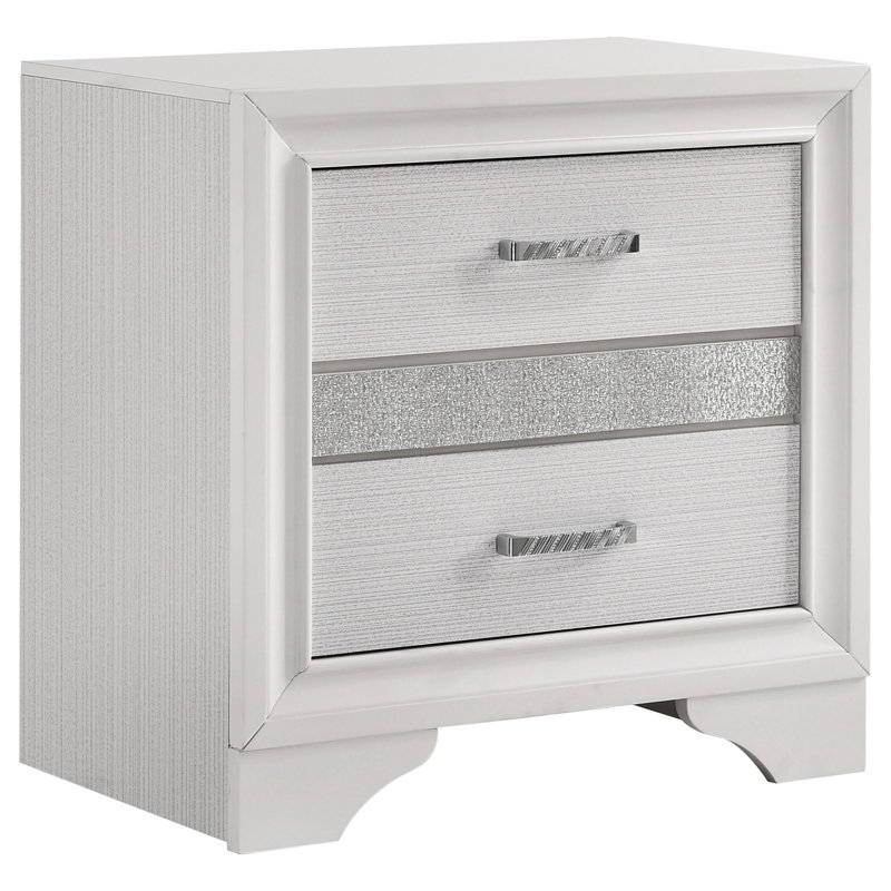 Miranda 2-Drawer Nightstand White, White