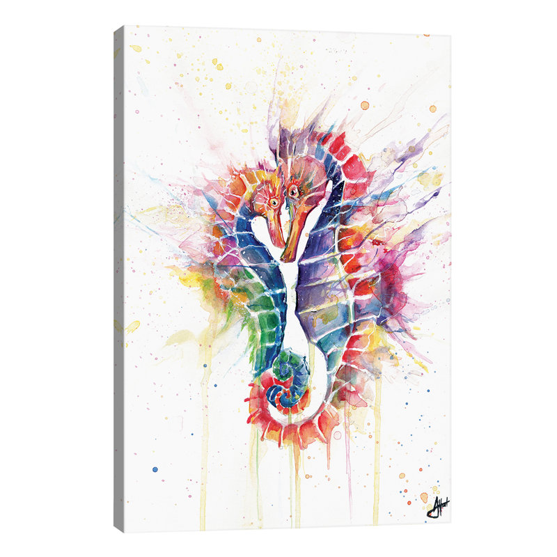 Sanguine Seahorses by Marc Allante - Wrapped Canvas Painting, 66.04 cm H x 45.72 cm W x 1.91 cm D