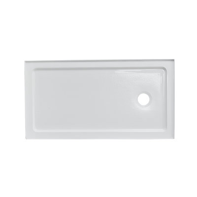Base de douche en acrylique blanc à seuil simple 60 po x 32 po Andvin par drain à gauche ou à droite