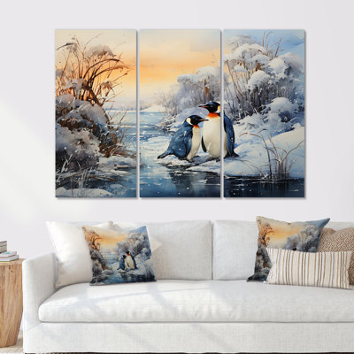 Penguins Winter Symphony - Penguin Canvas Wall Art Set