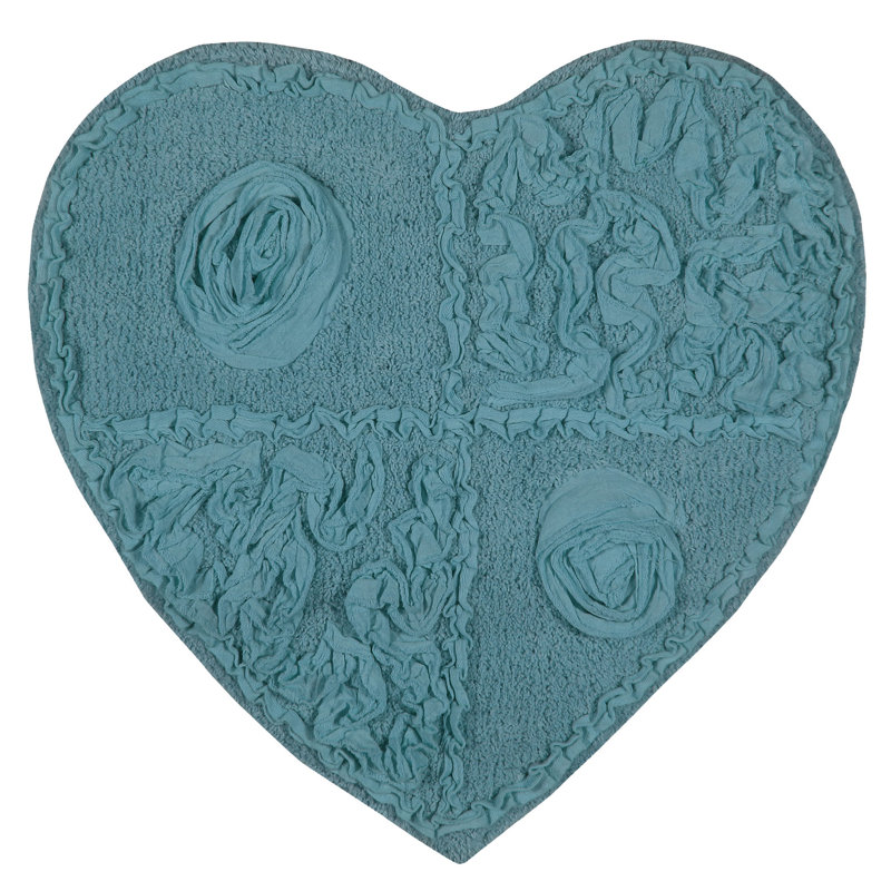Schoenberger Heart Shape Bath Rug 25"x25", Blue