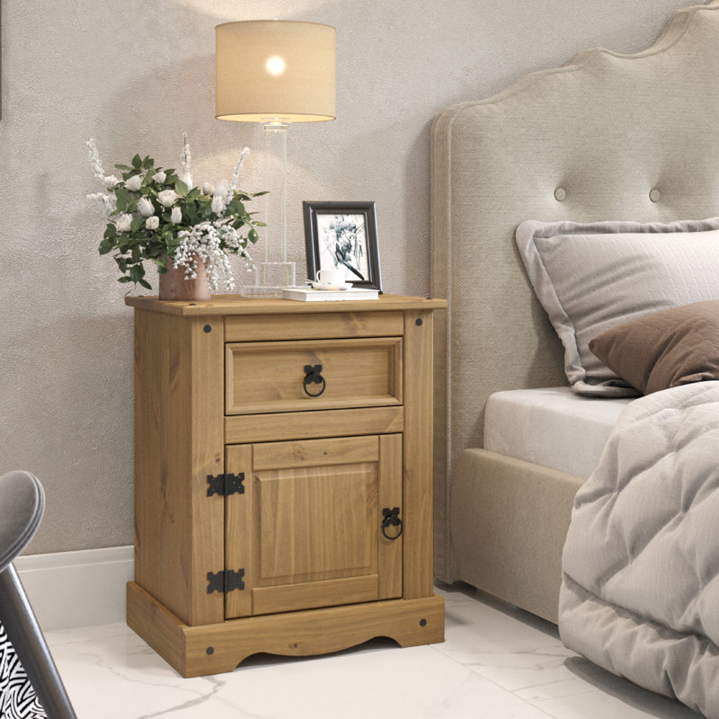 Esam 20.87'' W Solid Wood Nightstand, Antique Brown/Antique Brown