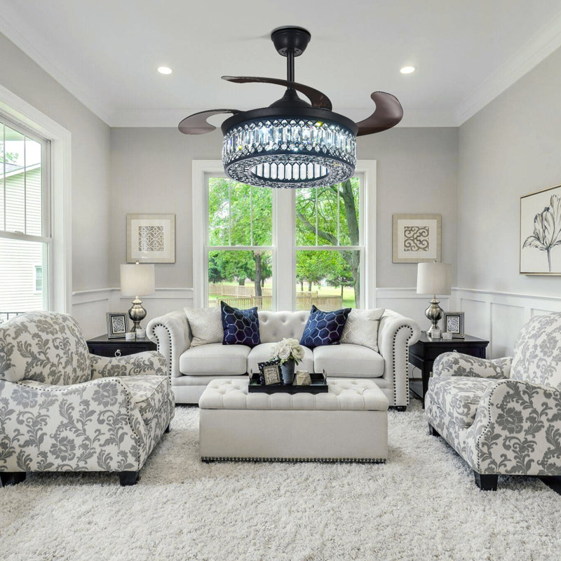 Vandela 42"  Crystal Ceiling Fan with Remote Control, and Reverse Function
