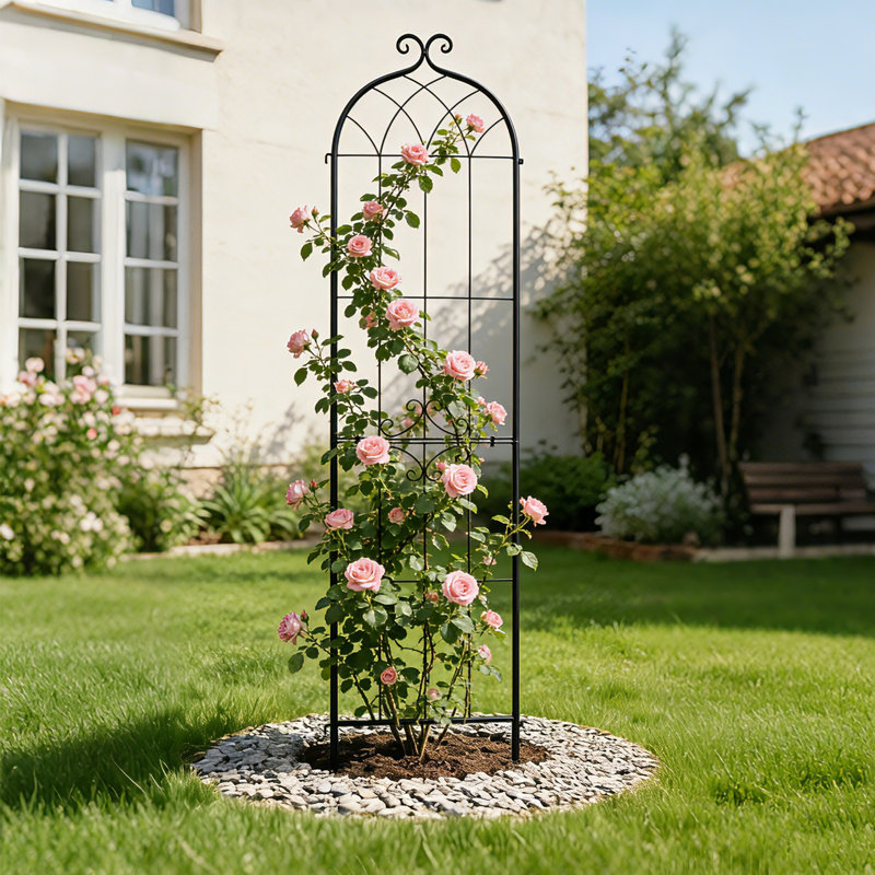 Treillis de jardin, treillis rose de 87 po x 20 po, treillis de fleurs de jardin avec finition thermolaquée et conception verrouillable pratique, treillis de soutien pour plantes pour fleurs, légumes et roses
