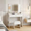 Très grande coiffeuse avec miroir à DEL de 31 po x 20 po + ensemble de tabouret à coussin souple, interrupteur tactile, 3 couleurs, luminosité réglable, rangement de grande capacité, coiffeuse compacte convenant aux petits espaces
