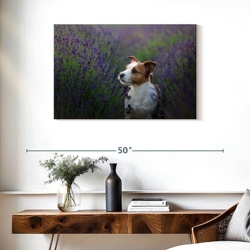 Crowle Jack Russell et lavande, H 24 po x l 36 po
