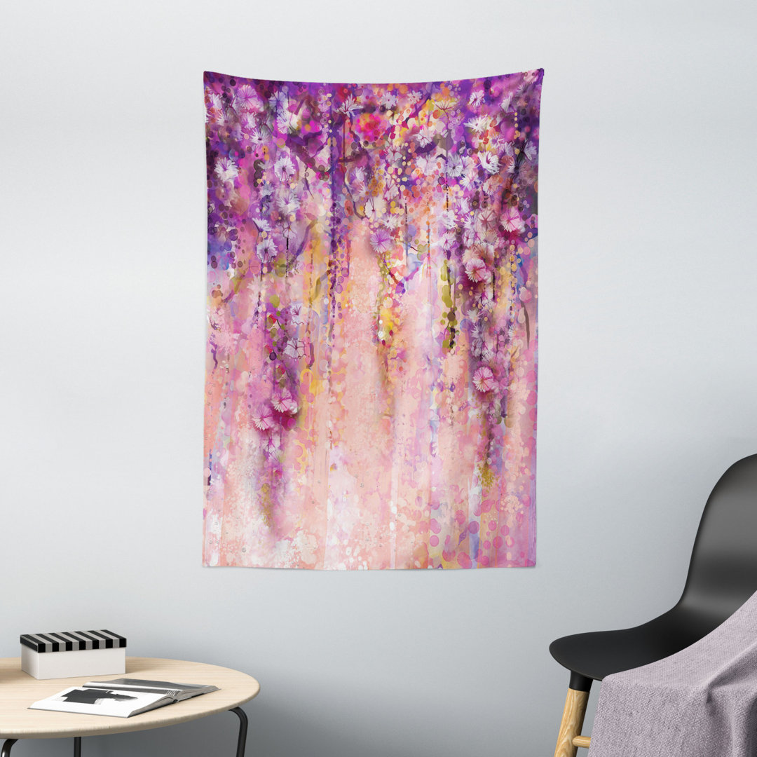 Wandbehang Aquarell Malerei Effekt Glyzinie Baumblüten Soft Scenic Frühling Display