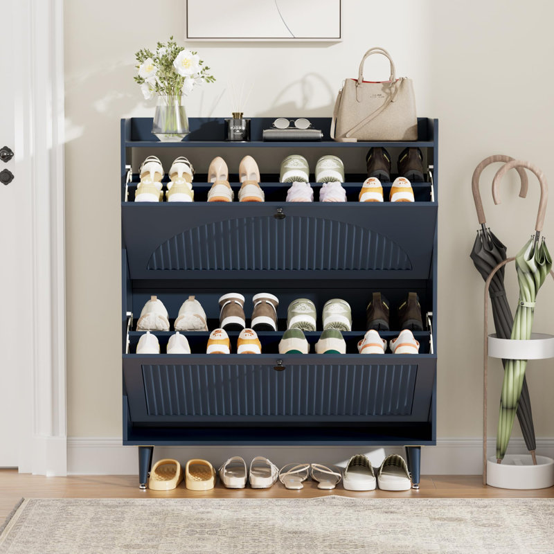 Armoire de rangement étroite à chaussures Wave Arch, Bleu