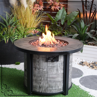 Concrete Outdoor Fire Pit - 50,000 , Propane, Lava Rocks, Waterproof Garden Cover Square Propane With For Patio