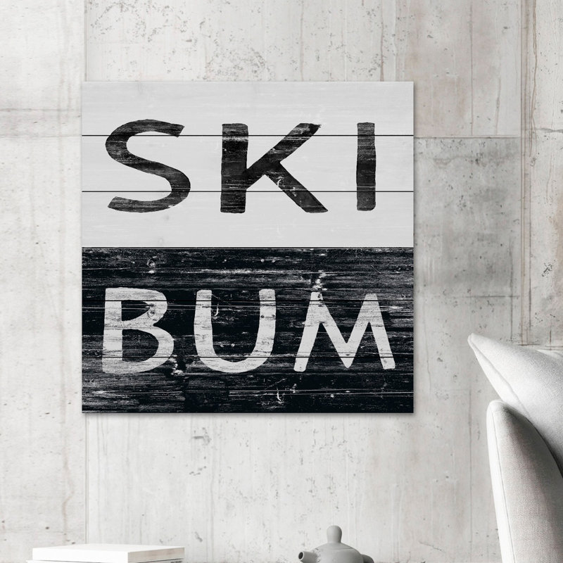 Ski Bum-impression d’art textuel sur bois, 40 po x 40 po