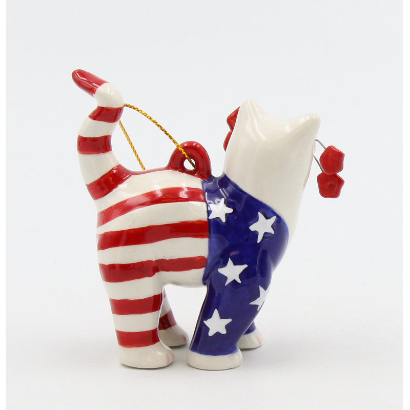 Ornement de chat à moustaches patriotique - 7 cm (2 3/4 po) de hauteur