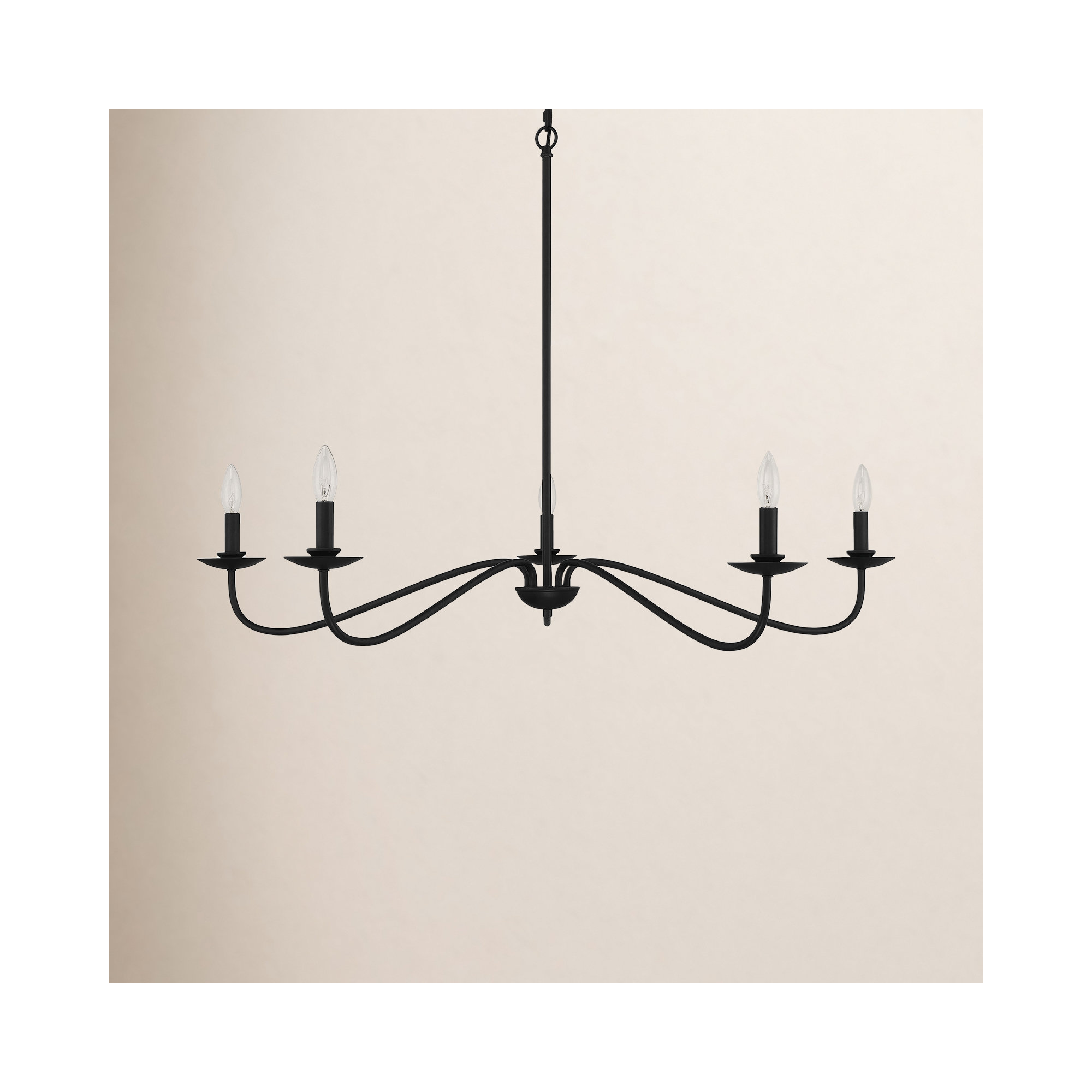 Abigeal 5 - Light Metal Dimmable Chandelier, Matte Black