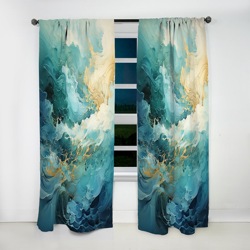 Milena - Rideau obscurcissant à motif abstrait Modern Waves - 1 panneau, L 52 po x L 108 po