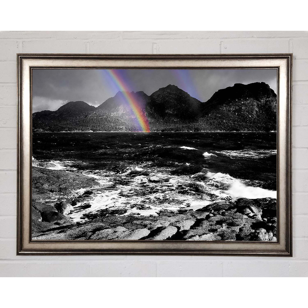 Regenbogen Ozean Berge B N W - Einzelner Bilderrahmen Kunstdrucke