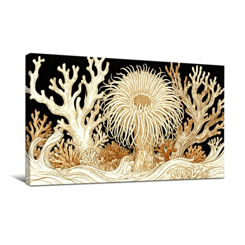Plantes et fleurs, corail, 20" H x 40" W