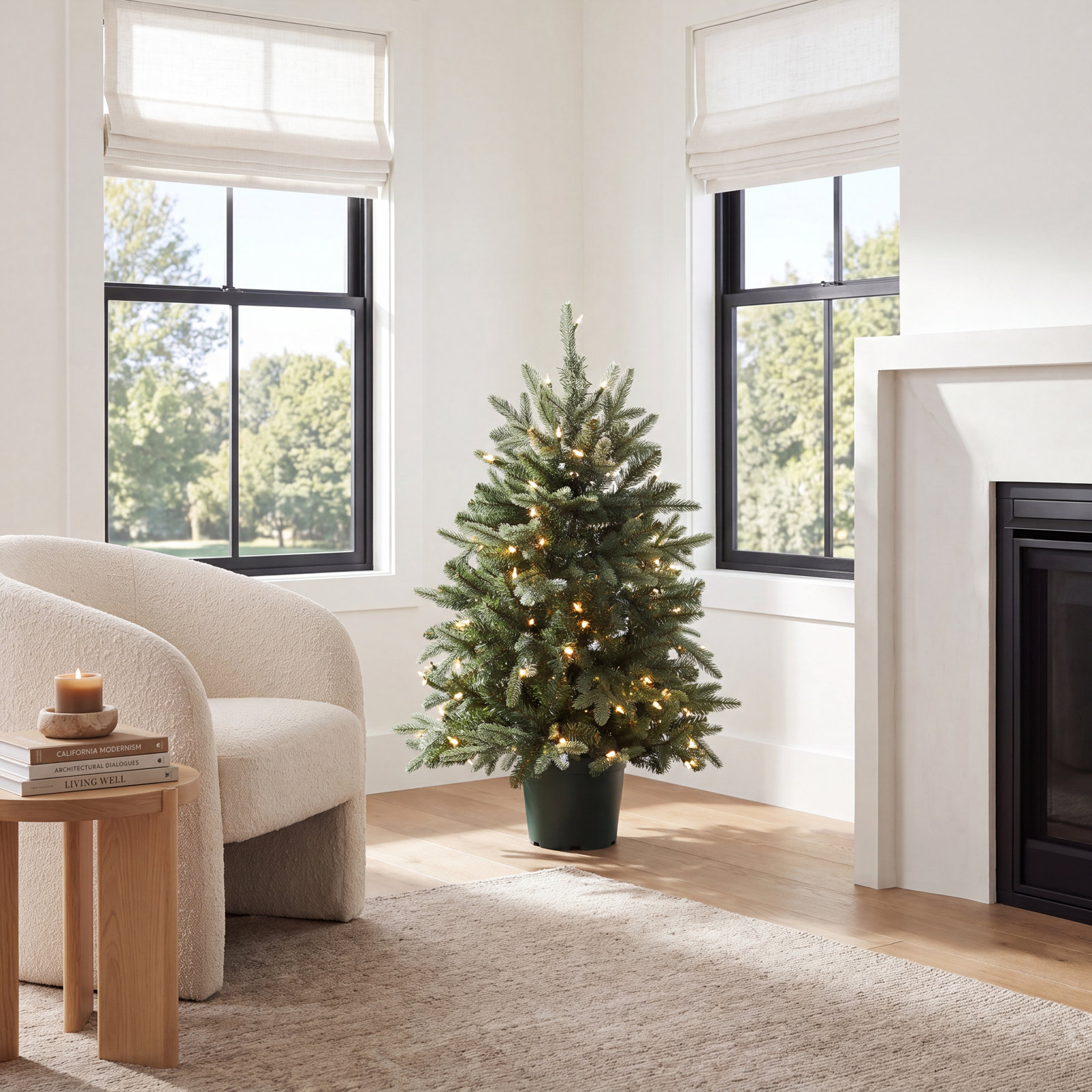 Potted 3' Pre-Lit Pine Christmas Tree