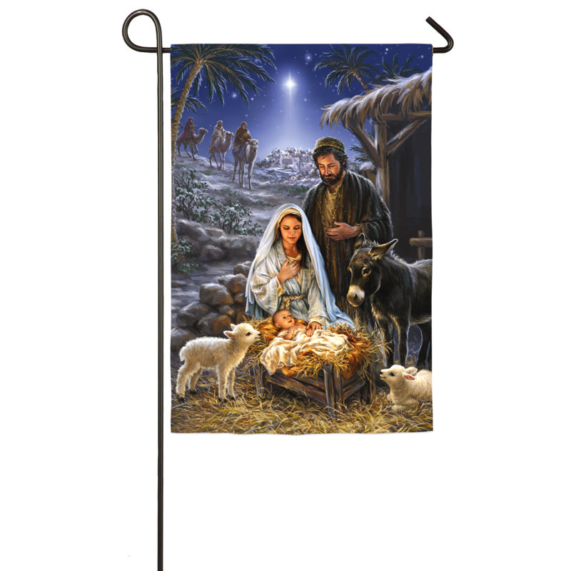 Drapeau de jardin en polyester 18 po x 13 po Fabri A Savior Is Born