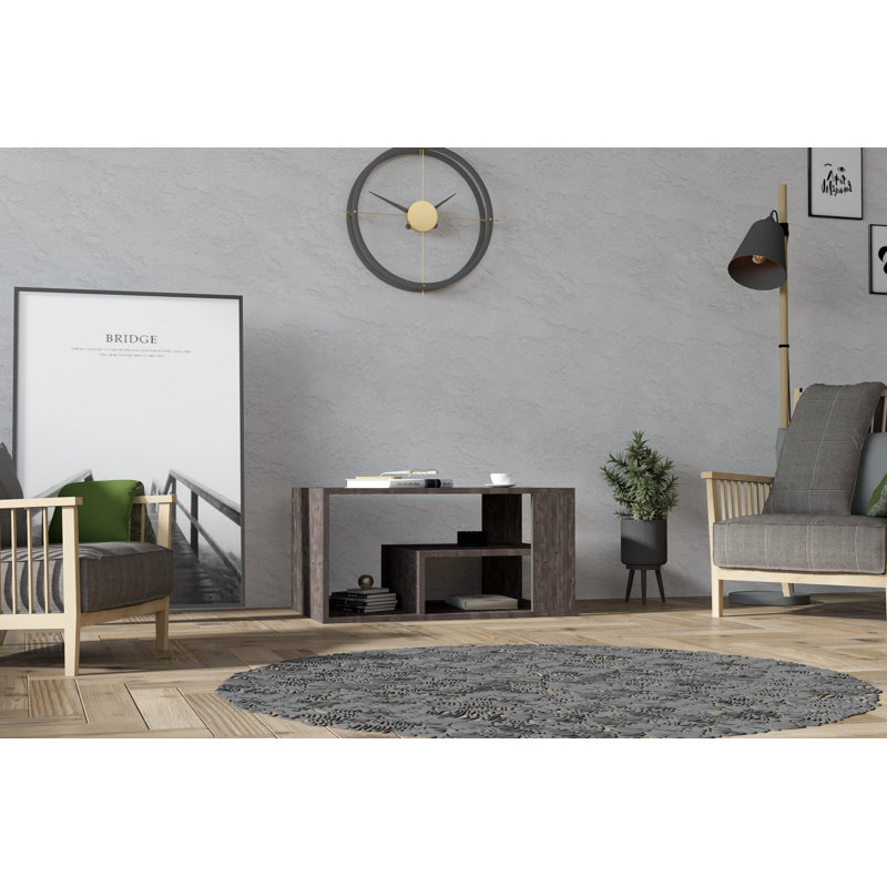 Table basse moderne Modern, anthracite, 31,5 po x 15,7 po x 19,7 po | 100% panneau de particules enduit de mélamine, épaisseur: 0,7 pouce | Comprend un rangement supplémentaire et de nombreuses tablettes, un design scandinave pour des espaces de vie élégants