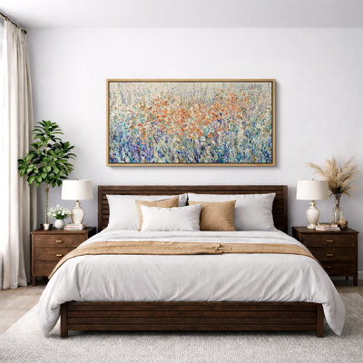 Impressionist Wildflower Meadow Field Landscape Wall Decor Extra Large Pictures Framed Canvas Print Wall Art