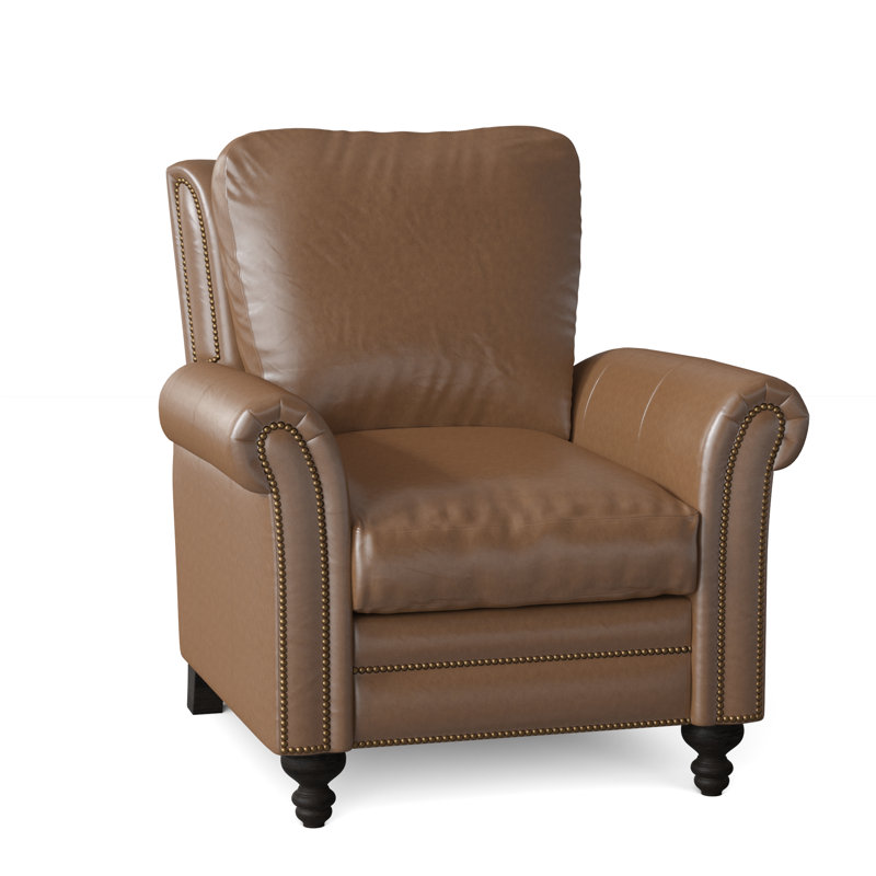 Richardson Recliner, Aline Light Gray Stonewash Genuine Leather, Cobblestone, French Natural