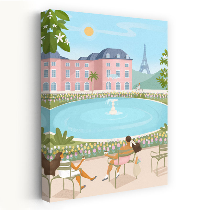 Parisian Serenity Elegant Romantic Serene Tulip Architecture City Wall Art Print 1 Piece Wrapped Canvas Wall Art