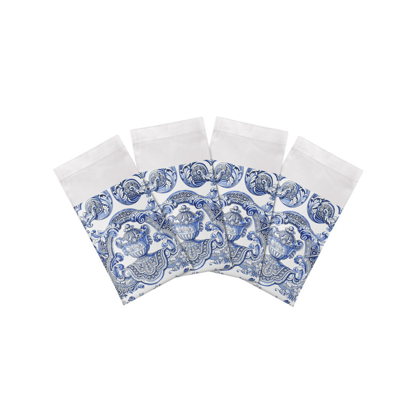 Royal Delft William and Mary Cotton Sateen Dinner Napkins, Blue
