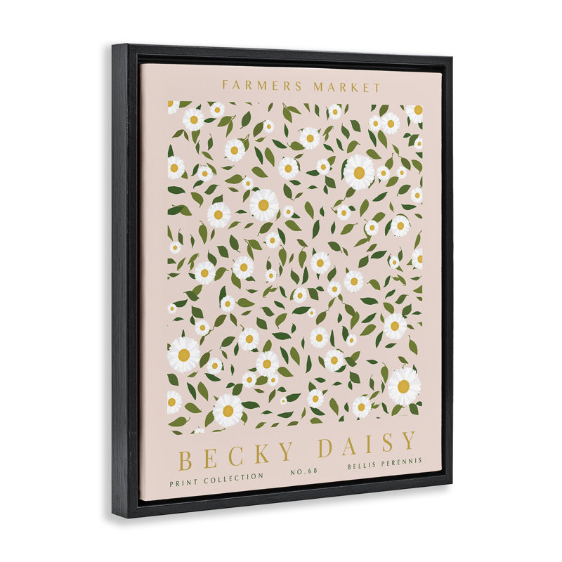 Cadre flottant Minimal Pastel Daisies, design par Kamdon Kreations, Cadre flottant noir de jais, H 21 po x l 17 po