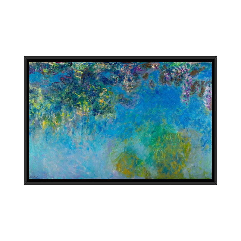 «Wisteria», reproduction sur toile, H 40 po x l 60 po x P 1,5 po, Toile avec cadre noir, Pas de tapis