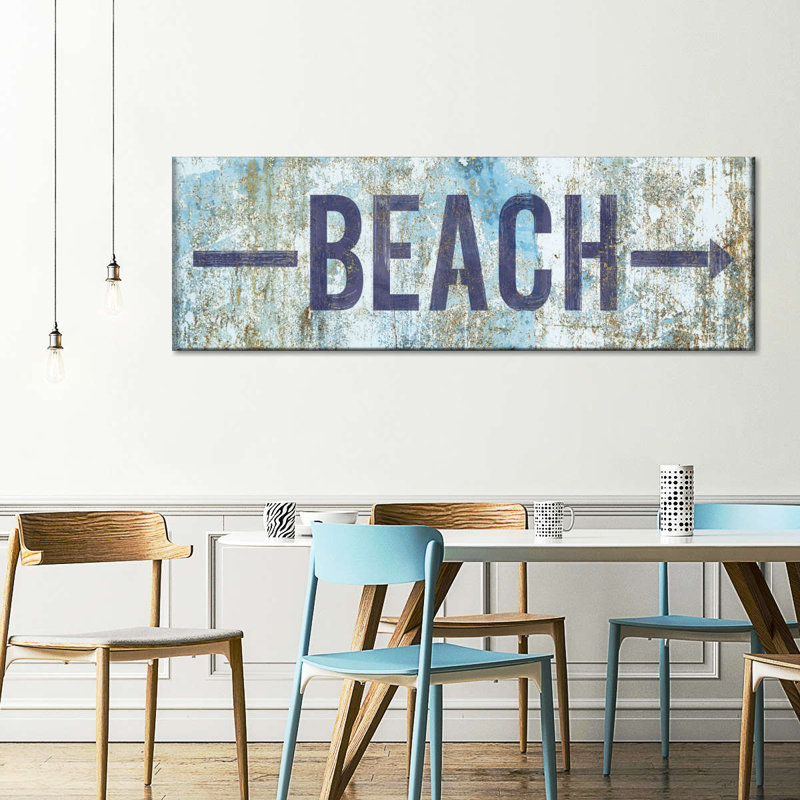 Signe de plage sur toile, H 8 po x l 24 po x P 1 po
