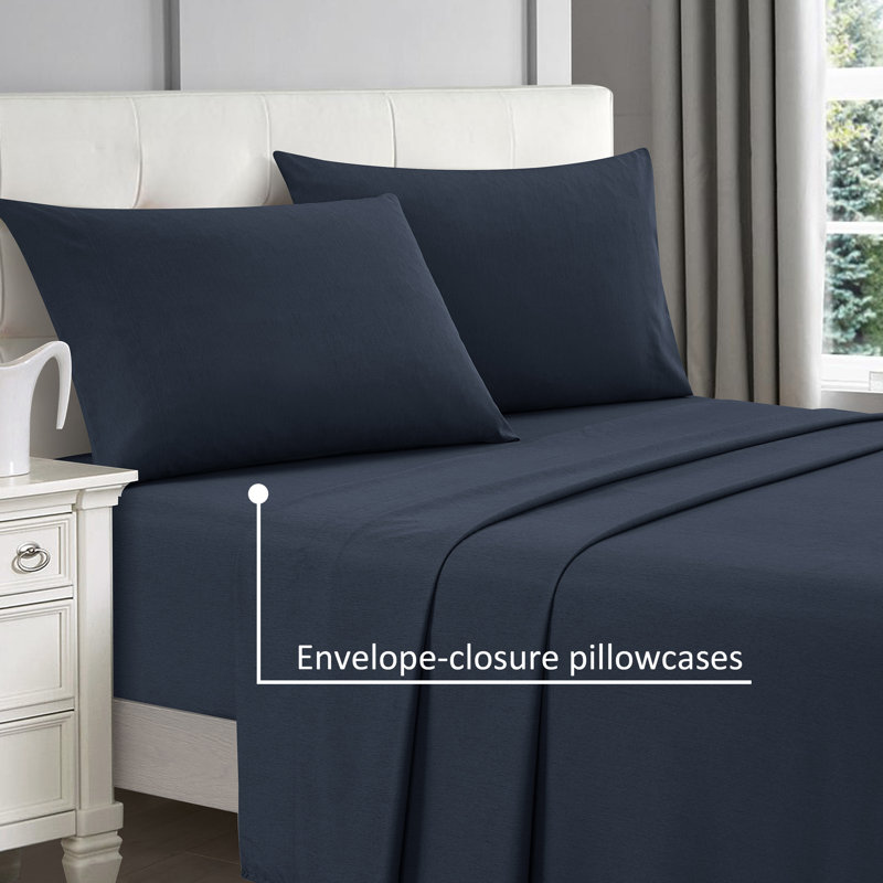 Navy Blue Queen Bamboo Cooling Deep Pocket Sheet Set