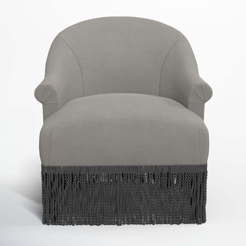Callie Upholstered Wingback Chair, Black, Classic Grey Linen