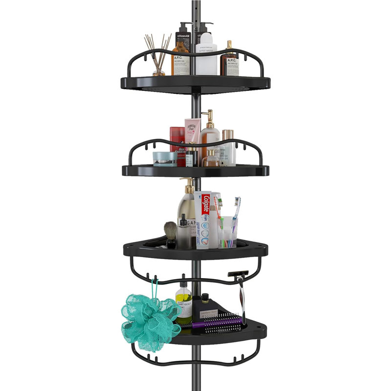 Miylah Wall Bamboo Shower Caddy, Black