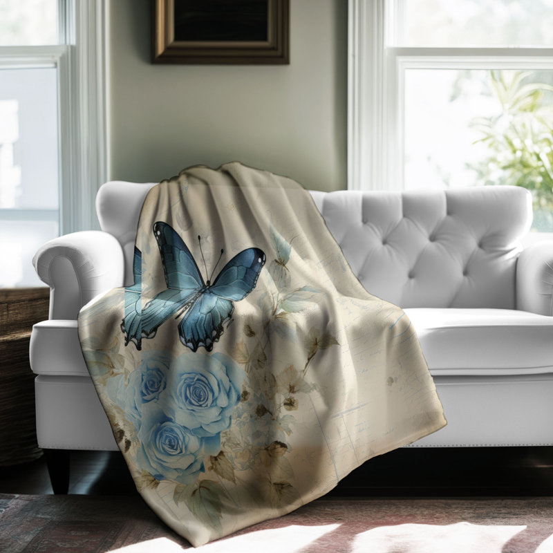 Jeté 1 pièce Sherpa Premium Sky Sky Flutterings, L 50 po x L 60 po
