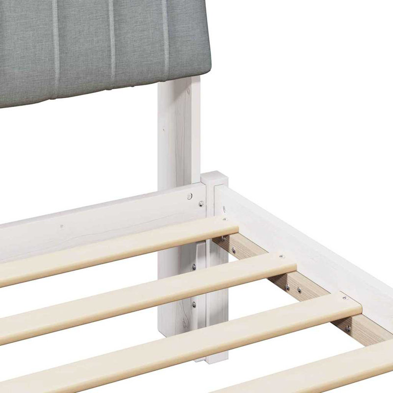 Solid Wood Bed Frame, 160 x 200cm, White/Light Grey