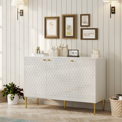 Buffet de 47,75 po de large avec armoires à 3 portes à haute brillance Ruslans