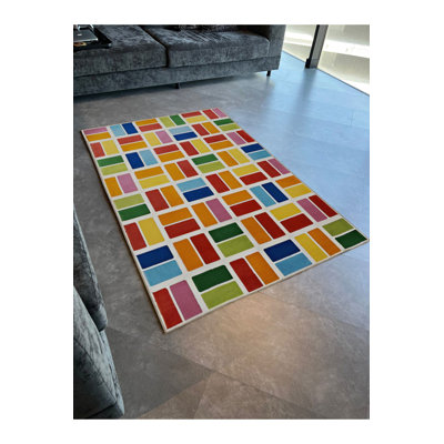 Tapis décoratif lavable à la machine multicolore