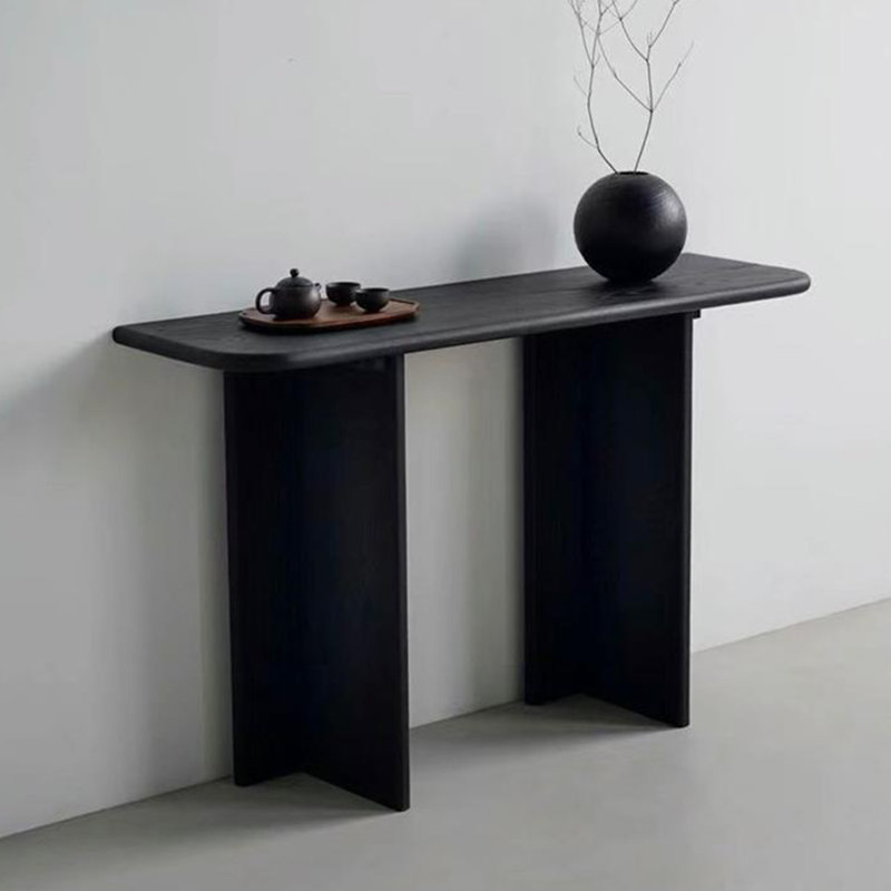 Console simple de style moderne noir, H 29,5 po x l 55,1 po x P 13,8 po