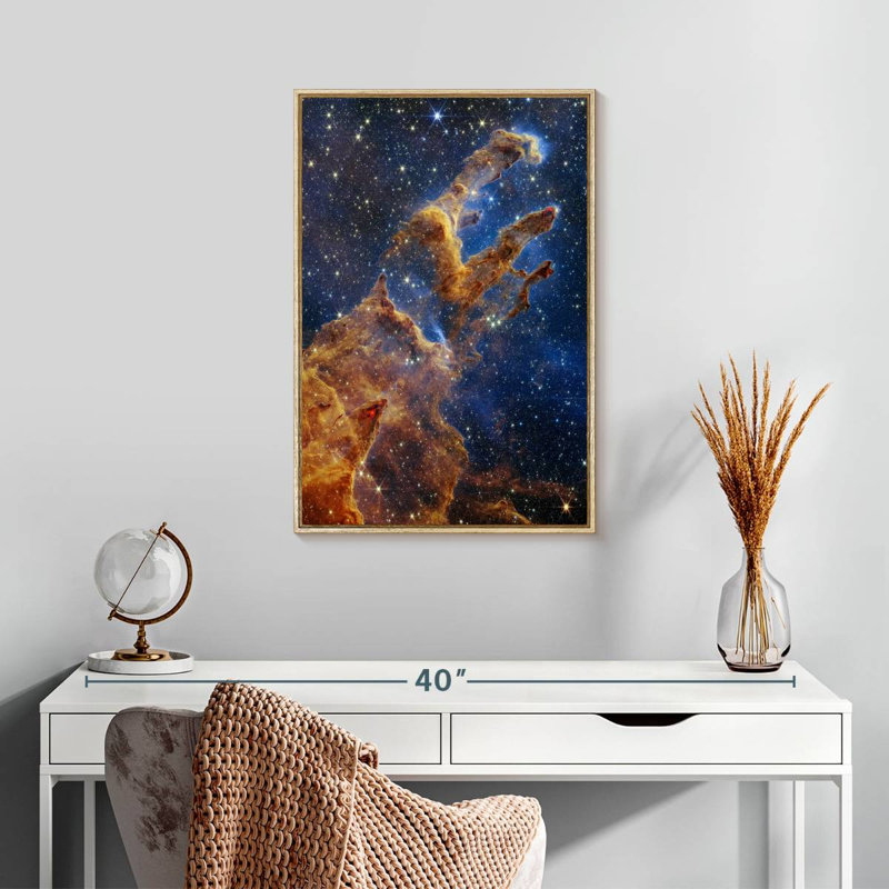Piliers de la création II, Cadre flottant en bois naturel, 17 po x 25 po