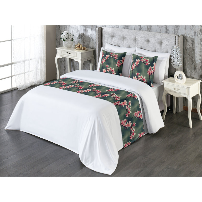 Ensemble de chemin de lit asiatique Ambesonne Cherry Blossom, Roi