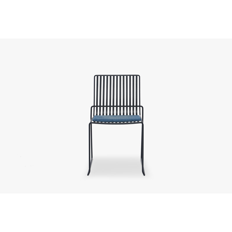 Ariss 116.84cm H Polyester Blend Upholstered Slat Back Side Chair in Grey, Black, Blue