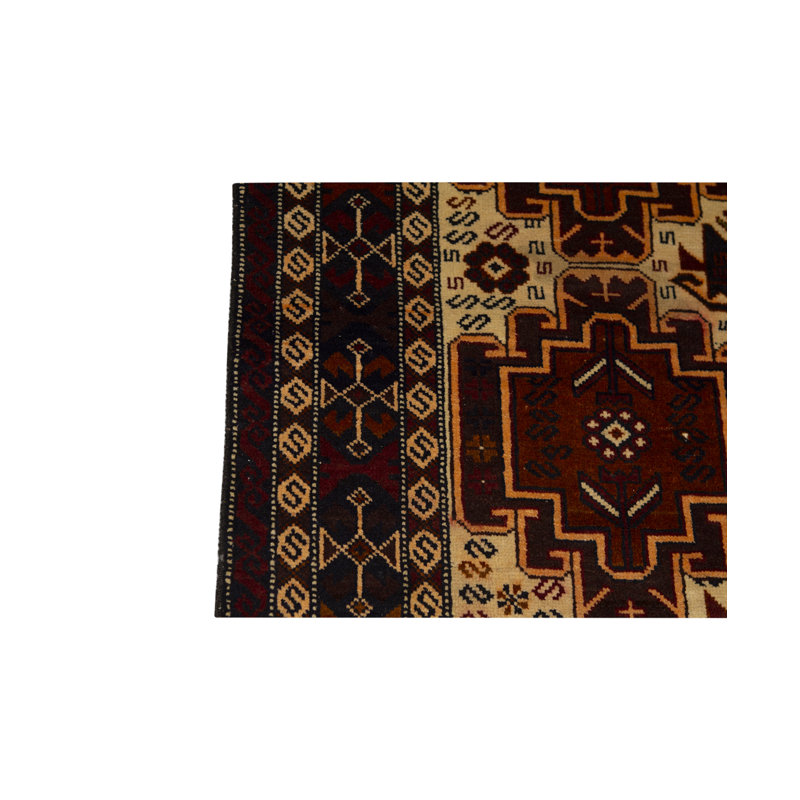 Hand-Knotted High-Quality Red, Black, and Beige Area Rug