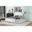 Lit plateforme double en bois avec tête de lit et lit gigogne simple, blanc