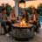 23 inch Outdoor Gas Fire Table with Wine Barrel Look in Terrafab