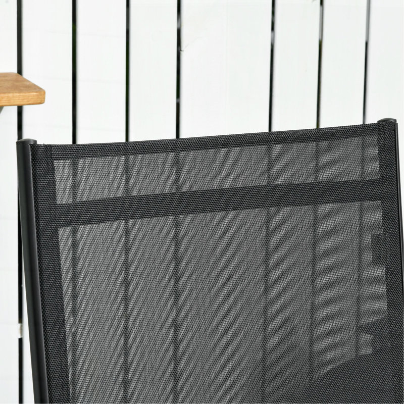 Chaise longue pour l'extérieur, chaise longue avec roulettes 2 pièces, chaise de bronzage avec 5 positions réglables pour le patio, la plage, la cour, la piscine, noir